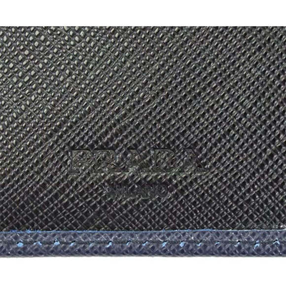 Prada Men's Blue Black Saffiano Cuir Leather Billfold Wallet - Picture 5 of 6
